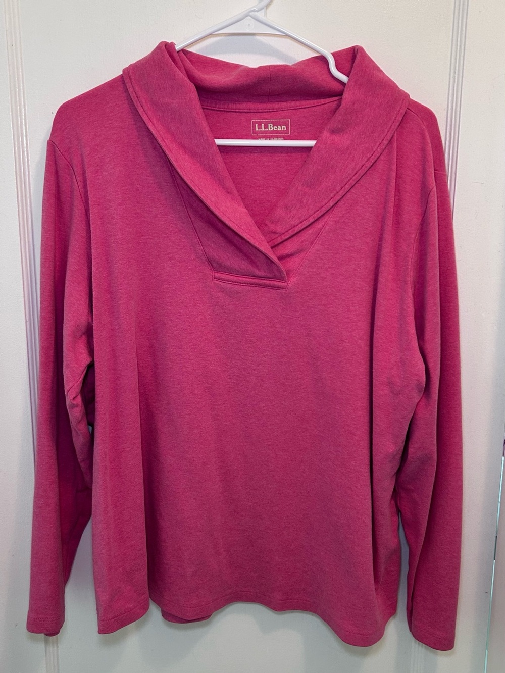 L.L. Bean Pink Long Sleeve Shawl Collared Pullover Top Women’s Plus Size 2X